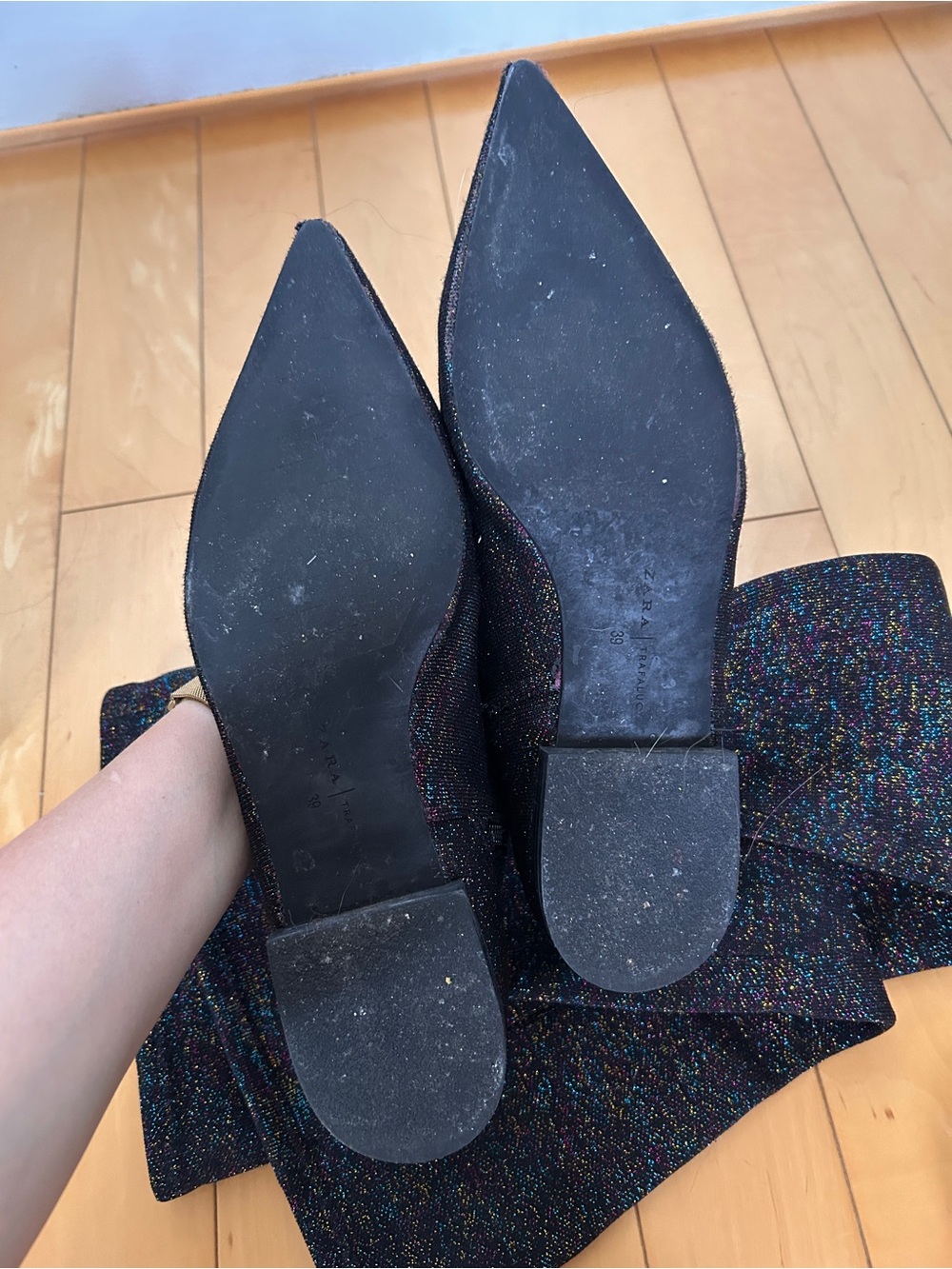 Zara Black Glitter Over-the-Knee Flat Boots - Picture 6 of 11